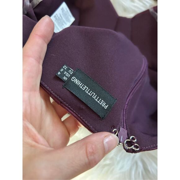 Pretty little thing burgundy corset wraparound sexy crop top size 0 - Picture 4 of 7